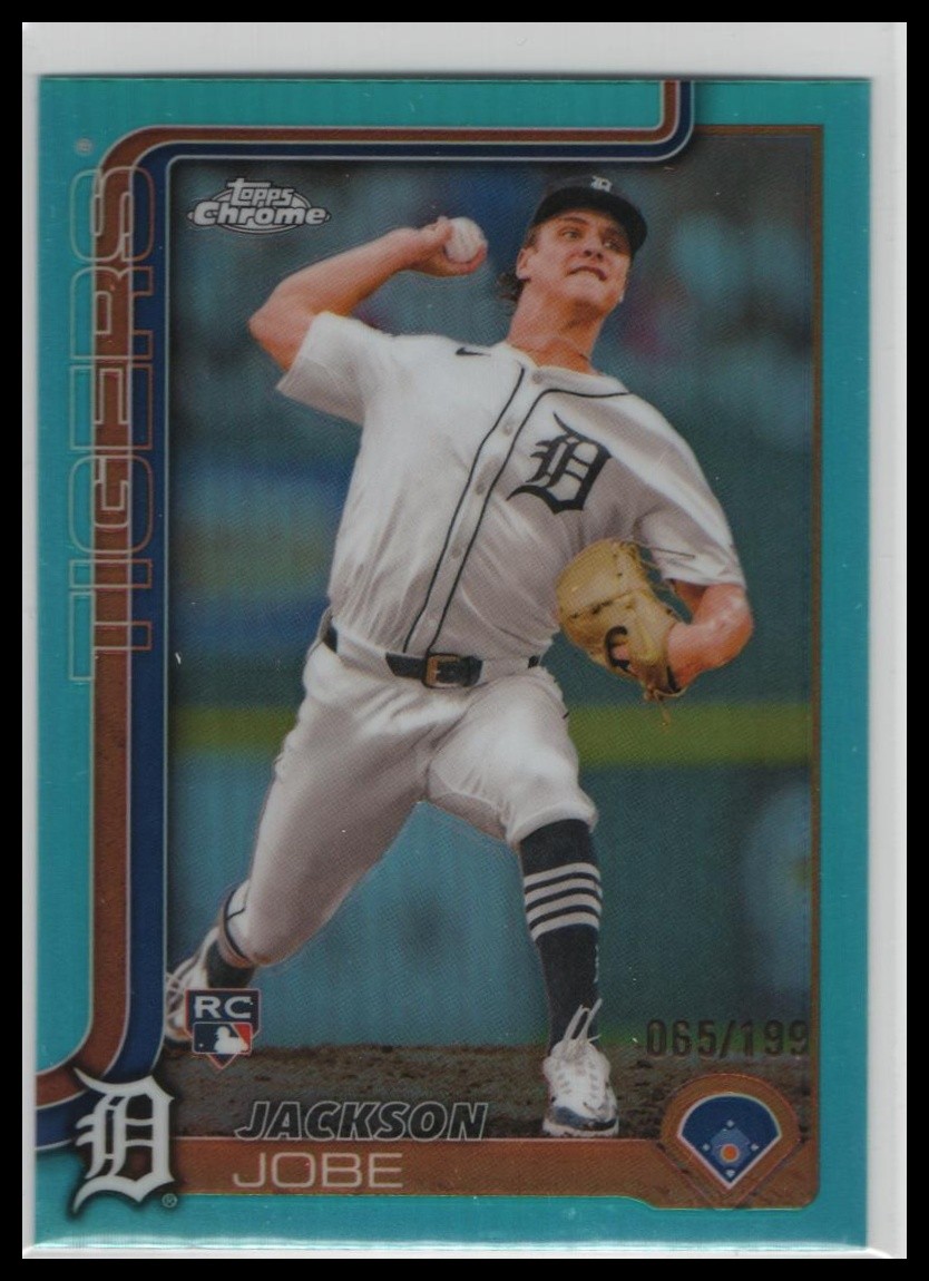 2025 Topps Chrome Jackson Jobe Rookie True Aqua Refractor /199 #249 Tigers
