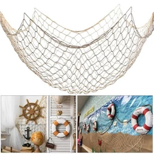 Fish Net Decorations for Party, 2mm Natural Cotton Hawaiian Party Fish Net De...