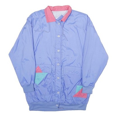 CURRENT SEEN Damen Nylon Knopf Jacke M Leicht Blau Pink Farbblock