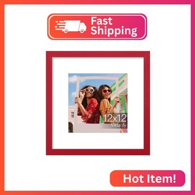 Vittanly 12x12 Picture Frame, Engineered Wood with Shatter Resistant Plexiglass,