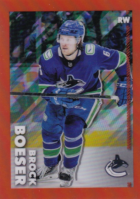 2022-23 Topps Chrome NHL ORANGE REFRACTOR  Sticker #482 Brock Boeser /25