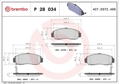 Bremsbelagsatz Scheibenbremse PRIME BREMBO P 28 034 für HONDA ACCORD EU EP CIVIC