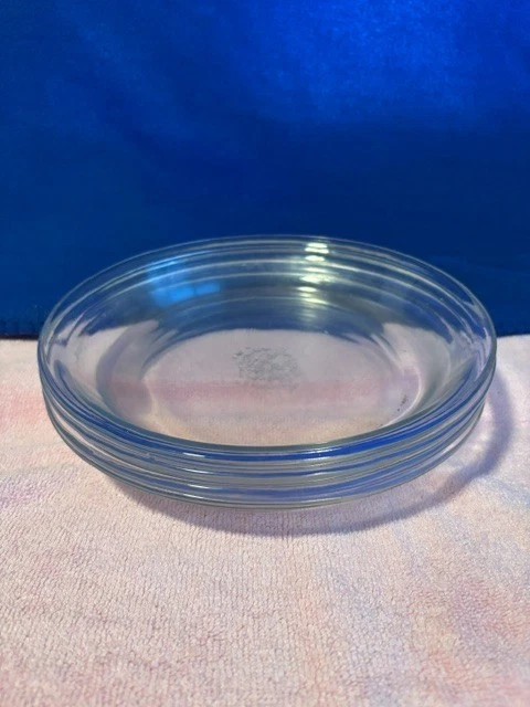 Vintage Anchor Hocking FIRE KING #460 Clear Glass Pie Plate USA (Set of 4)