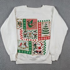 Vintage Christmas Tree Holiday Santa Size M Crewneck Sweatshirt 80s Pullover