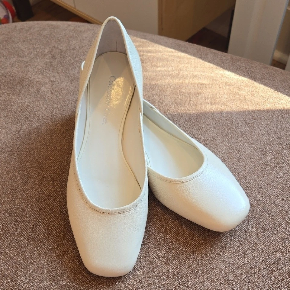 Coldwater Creek Mujer Cuero Crema Plano Puntera Cuadrada Talla 8 Foto 2 de 4