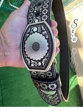 Belt Leather Cincelado Corte Laser Cowboy Cintur n Vaquero Cinto Ranchero Size40