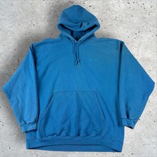 VTG 90s Nike Faded Blue Side Swoosh Hoodie Sweatshirt Large White Tag USA Made
