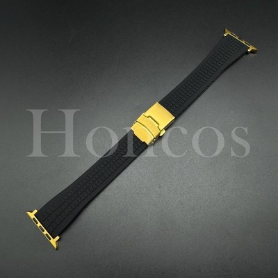 38 40 41 42 44 45 46 49 MM Aquanaut Rubber Band Strap For Apple Watch Series BLK