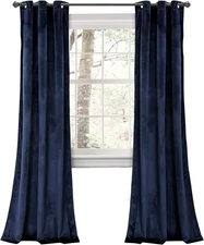 Prima Velvet Curtains Color Block Light Filtering Window Panel Set for Living, D