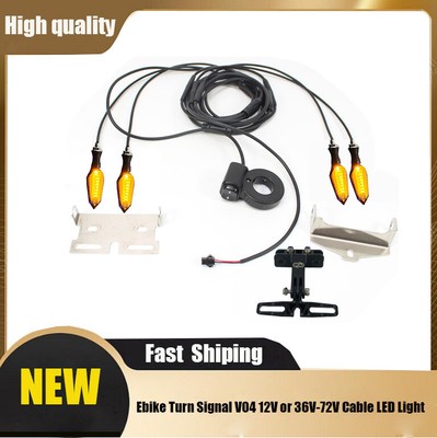 Electric Bicycle Ebike Turn Signal V04 12V or 36V-72V WP Cable LED Light Kit AAU