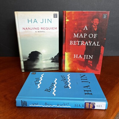 Lot: 3 LARGE PRINT Ha Jin Books Nanjing Requiem Map of Betrayal The Boat Wrecker