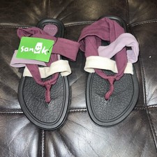 Sanuk Yoga Mat Sling Thong Sandals Multi-color Purple Women  s Size 6 - NEW