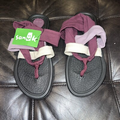 Sanuk Yoga Mat Sling Thong Sandals Multi-color (Purple) Women’s Size  NEW