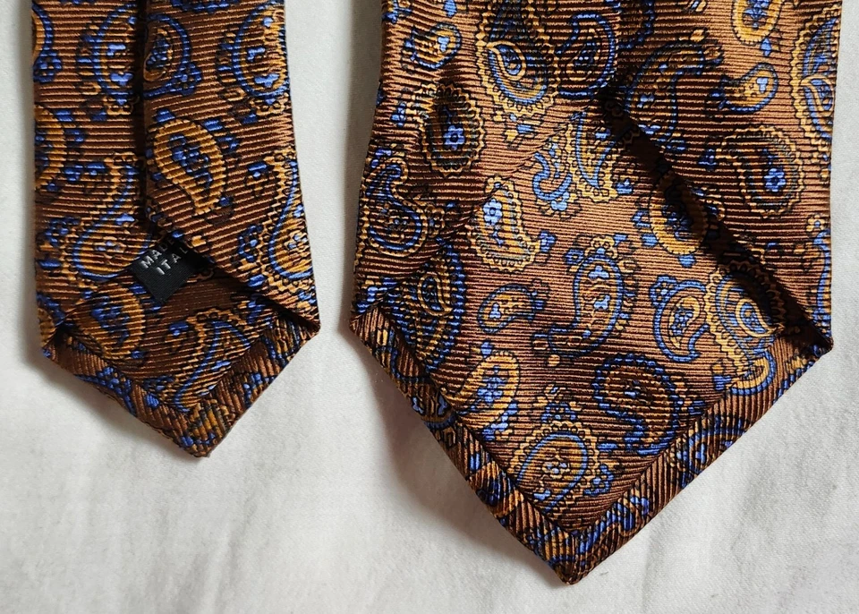 Corbata para hombre Luigi Borrelli Napoli marrón cachemir 100 % seda hecha en Italia Foto 4 de 4