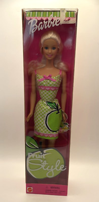 Fruit Style Barbie Doll Blonde Mattel 2001 Blue Eyes New In Box Green Dress