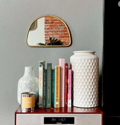 Mirrors Deco, Golden Brass Mirror, Semicircle Mirror, Half Circle Mirror.