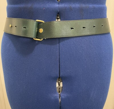Vintage 80s KARL LAGERFELD Green/Gold Iconic Logo Belt, Made In Paris France Vintage 80s KARL LAGERFELD Green/Gold Iconic Logo Belt, Made  main image 2
