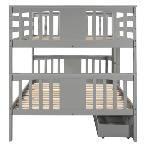 Harper N' Bright Bunk Beds 62.9 "Hx56.5"Wx79.6"D Full Wood W/ Drawers N' Ladder - Picture 8 of 10