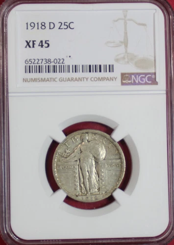1918-D STANDING LIBERTY QUARTER NGC XF45