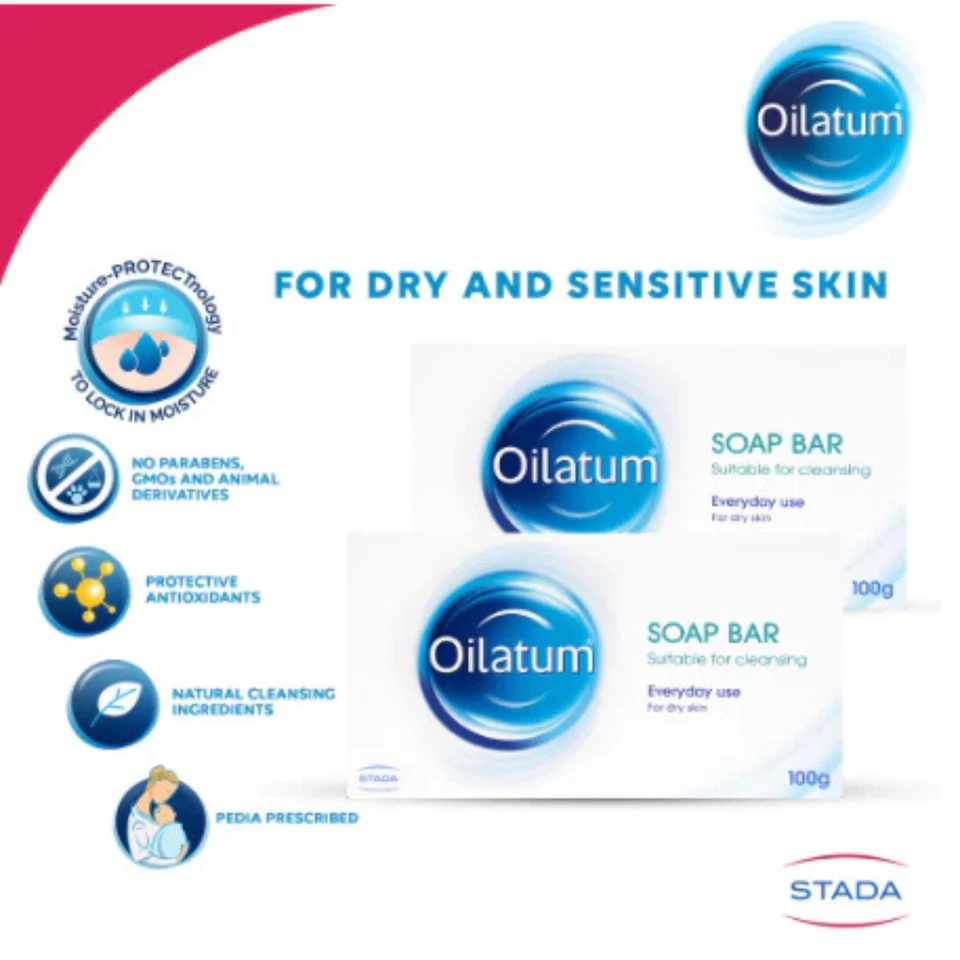 3 件 100 克 OILATUM 日常肥皂棒干性皮肤清洁保湿保护 — 第 2/3 张图片