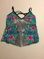 So Women's Swim Top Size Medium M Multi-Color Strappy