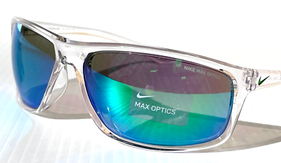 NEW NIKE ADRENALINE Clear Grey MAX Optics Green Mirror Lens  display picture 3