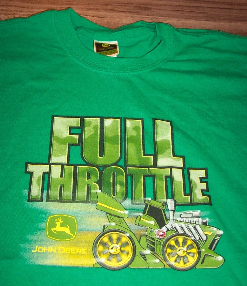 JOHN DEERE Tractors Deer FULL THROTTLE T-Shirt MEN'S YOUTH XL 18-20 - Image 2 of 3