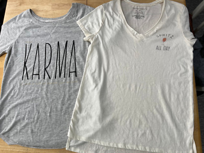 2 Grayson/Threads Tshirts -Gray Dear Karma Graphics  + Ivory Spritz All Day