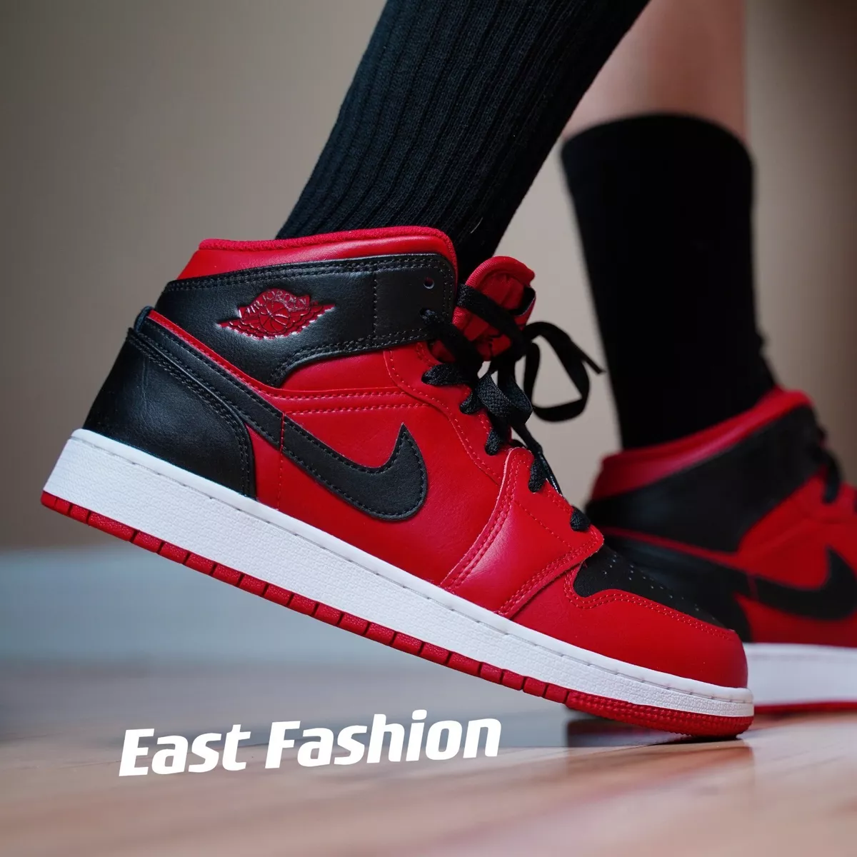 Nike Air Jordan 1 Mid Reverse Bred 554724-660 Men's & GS ...