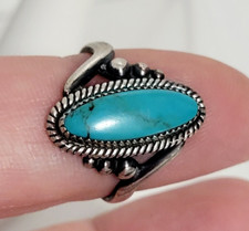 Wheeler Mfg. Vintage Navajo 925 Sterling Silver Turquoise Stone Ring Sz 8.5 Nice
