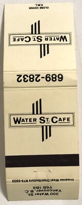 20 Strike Matchbook Cover - Water St. Cafe Vancouver, B.C.  Vintage
