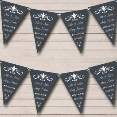 Party Banner Wimpel Regal anthrazit grau personalisiert Hochzeit Veranstaltungsort oder Empfang