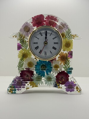 Desktop Clock| Resin Clock|Handmade Clock| Father Day Gift| |Flower Preservation