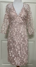 NWT Eliza J size 6 pink 3/4 sleeve v-neck floral sheath dress $188