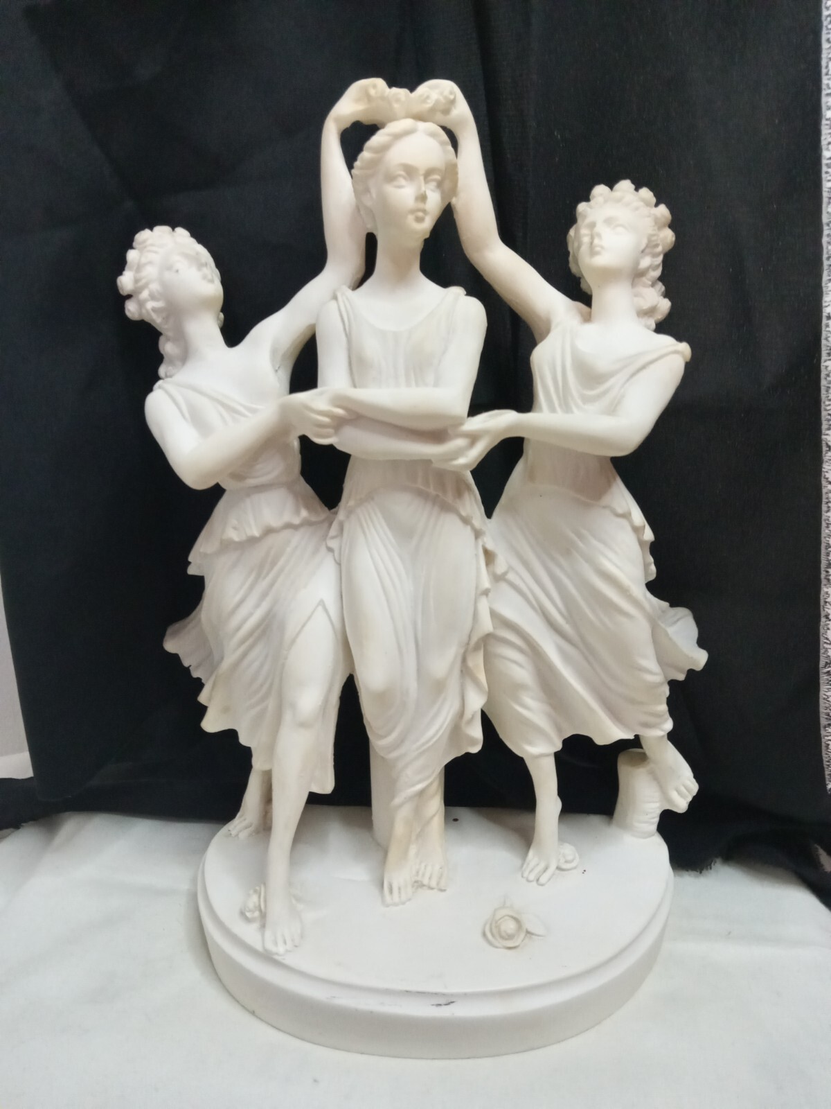 Vintage Alabaster Resin Greek Statue Sculpture of The Three Graces by G Ruggeri Italy