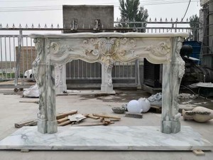 Beautiful Hand Carved Marble French Style Fireplace Mantel Fg12