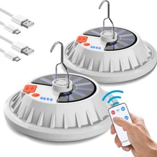 2PCS Portable Solar 120-LED Lantern Rechargeable Outdoor Tent Light Camping Lamp