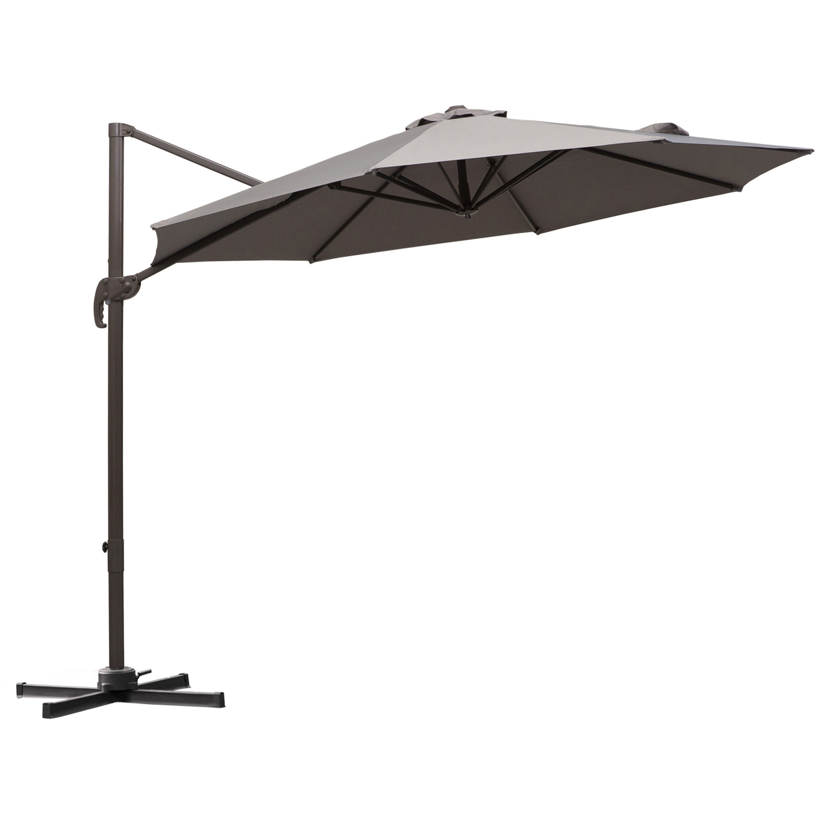 Outsunny Outdoor Market Patio Umbrella with Crank, Tilt, and 8 Ribs Grey
