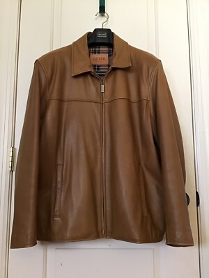 IZOD Mens Geniune Leather Jacket Brown Sz XL