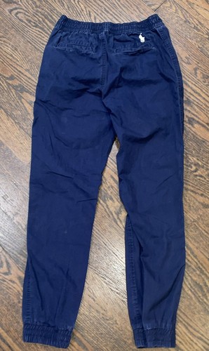 Boys Polo Ralph Lauren Navy Blue Jogger Khaki Pants Zipper Pockets Size Small 8 - Picture 2 of 4