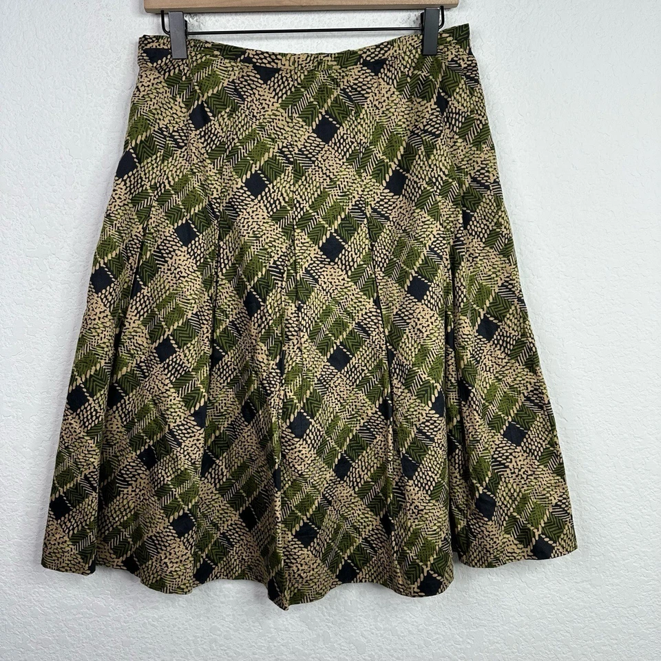 Harold's Skirt Womens Size 8 Green Plaid Geometric Pleated A-Line Preppy Boho - Image 2 of 4