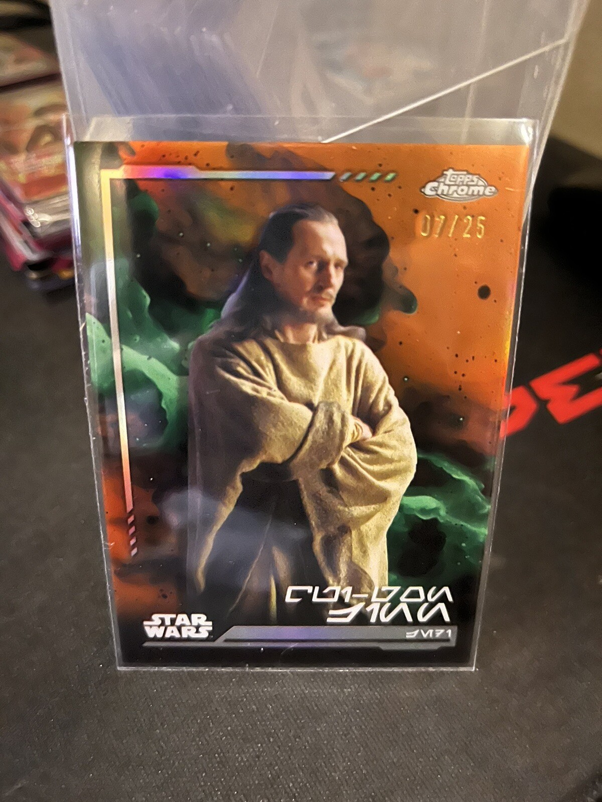 Topps Star Wars Chrome 2024 QUI-GON JINN Aurebesh Orange Refractor /25