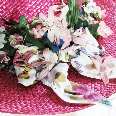 Women’s Floral ⭐️NWT⭐️Straw Sun Hat with Ribbon and Butterfly Accents - Pink Woman main image 4