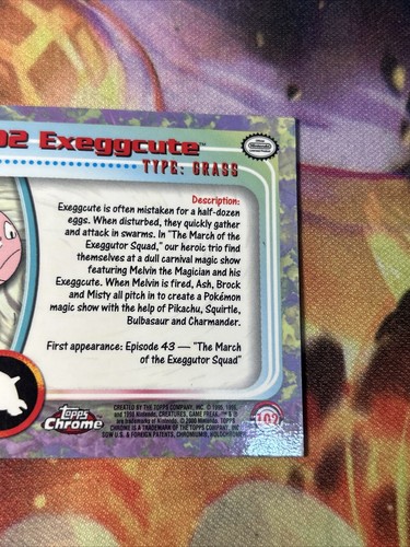 Exeggcute Card Foil Topps Chrome 2000 TV #102 ✨🔥SHIPS FAST💨RARE💎 - Picture 14 of 15