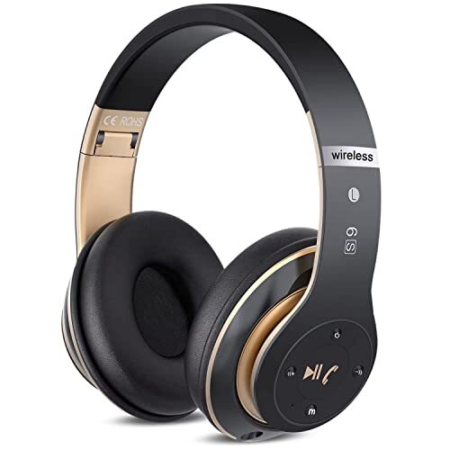 PRTUKYT 6S Wireless Bluetooth Headphones Over Ear Hi-Fi Stereo Foldable Wirel...