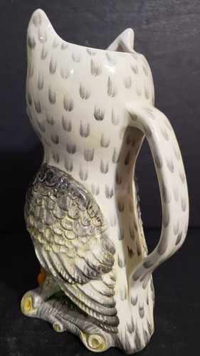 Vintage Ceramic Owl Pitcher 8 " Tall Made In Italy - Picture 3 of 17