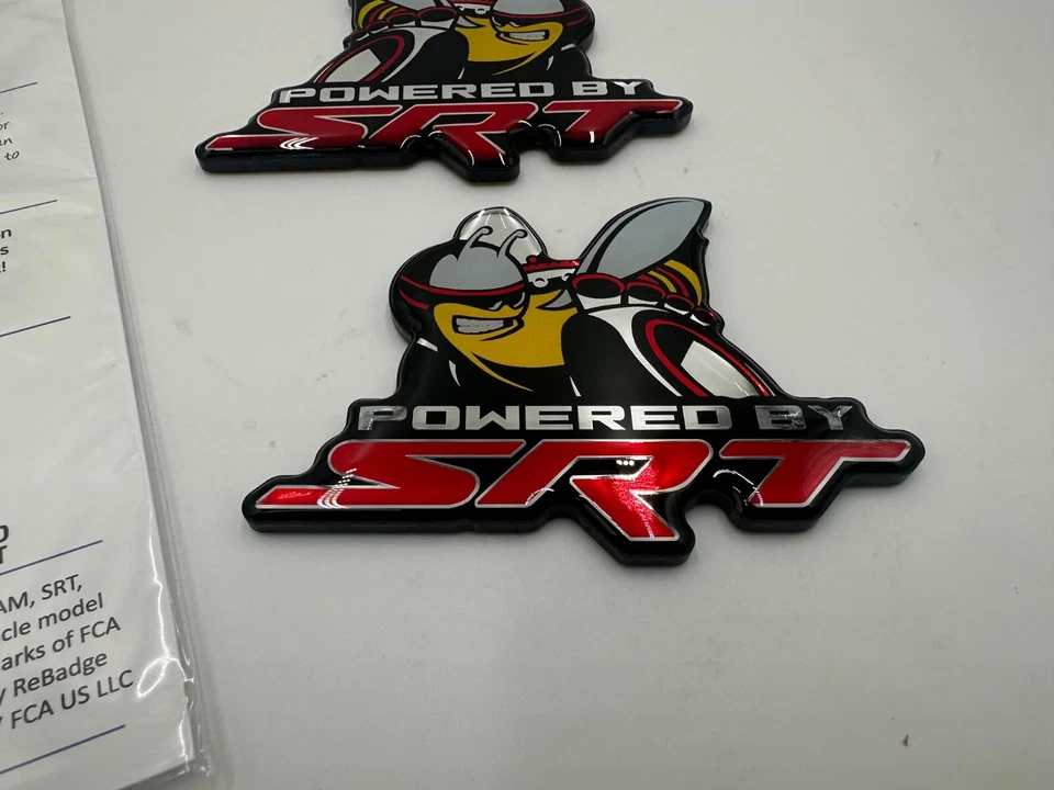 Dodge Challenger Charger 300 Powered By SRT Angry Bee Fender Emblem Decal Badge - Image 3 of 4