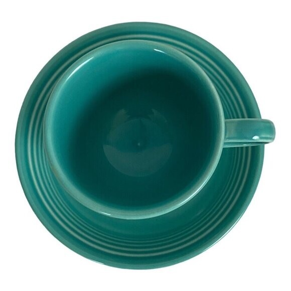 Fiestaware Fiesta Homer Laughlin China Cup and 6" Saucer Set Turquoise USA
