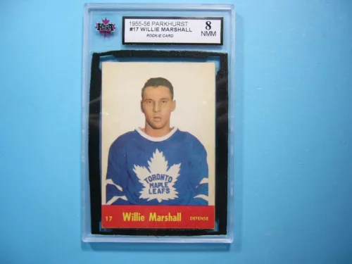 1955/56 PARKHURST NHL HOCKEY CARD #17 WILLIE MARSHALL ROOKIE RC KSA 8 PARKIE