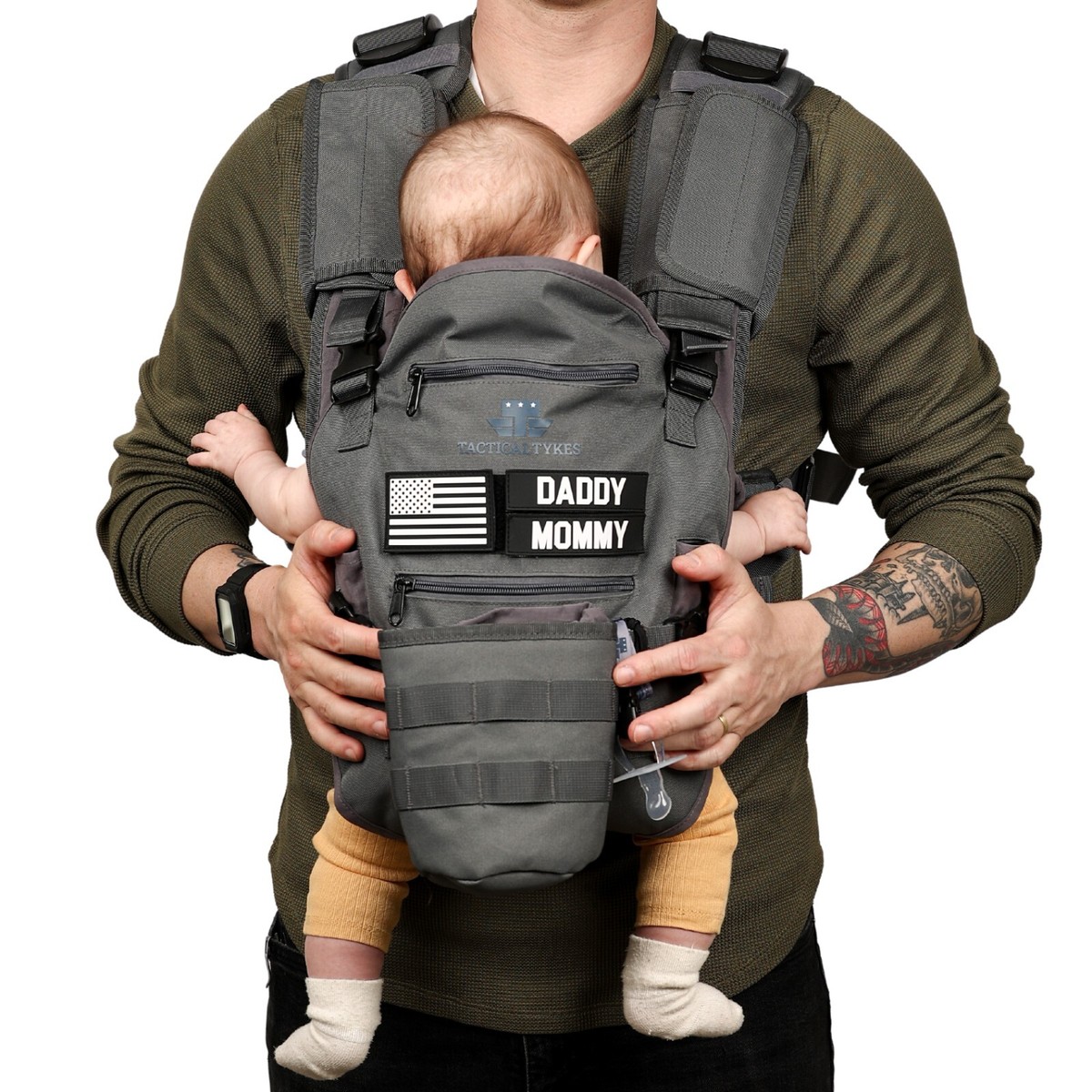 Tactical Tykes Baby Carrier with Molle Straps, Sunshade
